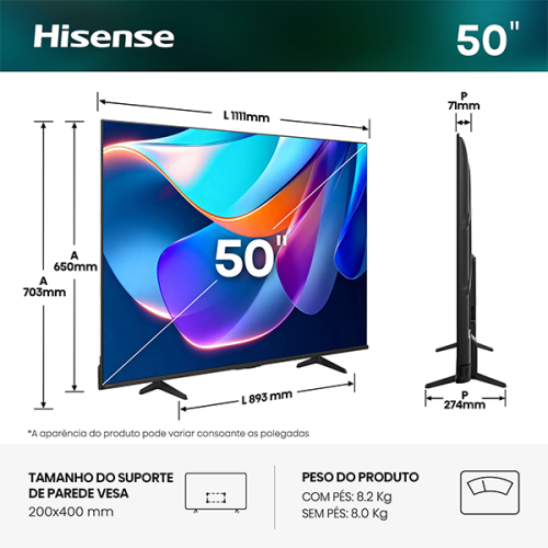 LED HISENSE - 50A6S